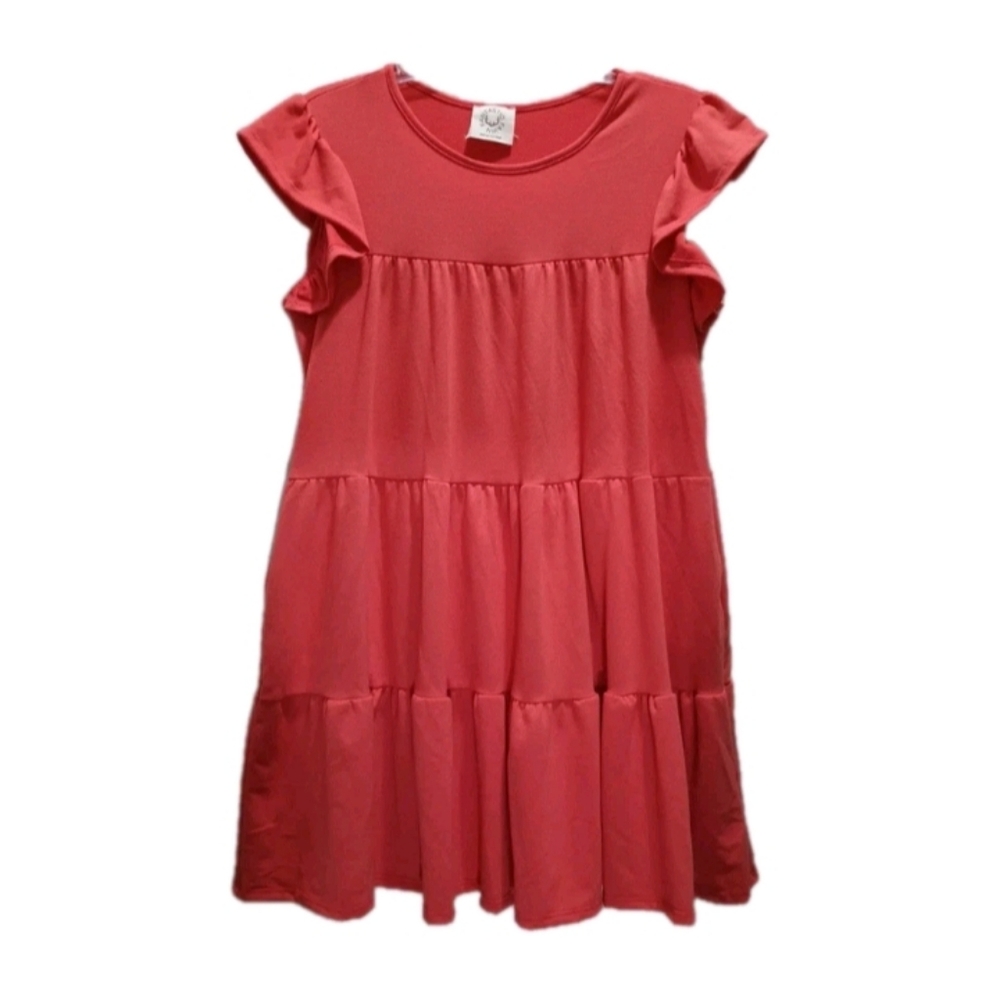 Fantastic Fawn Tiered Mini Dress Soft Comfy Coral Size M
